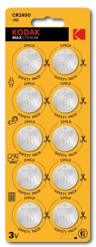 Kodak | CR2450 Batteries 10 Pack | Lithium 3V Coin | Button Cell for Car Keys