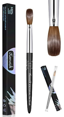 KEMEISI Acrylic Nail Brush #16, Kolinsky Nail Art Brushes, Sturdy Handle Oval Shaped Design Tools for Professional Manicure DIY