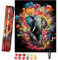 Bougimal Painting By Numbers adultes paysage sans cadre avec pinceaux et peintures acryliques - 40 x 50 cm, Ballon coloré éléphant