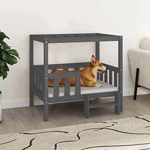 BULANED Hundebett, Hundekissen, Katzenbett, Dog Bed, Hunde Bett, Katzensofa, Hundecouch, Petbett Hunde, Grau 95,5x73,5x90 cm Massivholz Kiefer