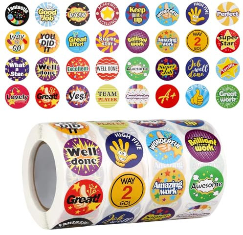 2000 Stück Motivationsaufkleber für Kinder, 32 Designs Lehrer Belohnungssticker, 1 inch Selbstklebende Runden Belohnungsaufkleber, Lob Belohnung Aufkleberv für Schule Klassenzimmer