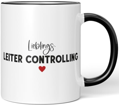 JUNIWORDS Tasse, Lieblings-Leiter Controlling, Schwarz (7758391)