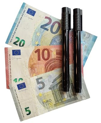 Fortoo Lot de 2-Stylo faux billets euros-stylo billet banque faux-stylos billets-Détection faux billets de banque-Marqueur de contrôle de monnaie