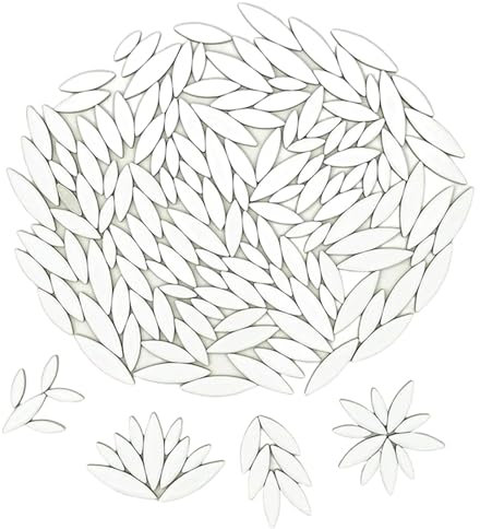 Blatt Blütenblatt Keramik Mosaik Fliesen zum Basteln, 500g Unregelmäßige Mosaikteile, DIY Herstellung Steine für Handwerk Hobby Kunst Wanddekoration (Weiß)