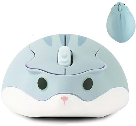 Kabellose Maus, niedliche Maus in Hamsterform,1200 DPI rauscharme optische Maus mit 2,4 G USB-Empfänger, leise kabellose tragbare Maus,geeignet für PC/Mac/Laptop,Geschenk für Kinder und Mädchen (blau)