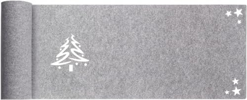 Tischläufer Weihnachtstischband Weinachtsdeko Weihnachtstischdecke Tischband Tischdecke Weihnachtstischläufer Filztischläufer Tischschutz (Grau_Weihnachten, 30 x 120)