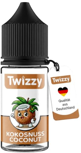 Twizzy Kokosnuss Lebensmittelaroma 30ml - Aromakonzentrat | Aromatropfen für Backen, Desserts, Shakes, Cocktails und Kaffee, vegan, zuckerfrei, laktosefrei, mit Tropfer