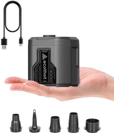 ACOTHOT Portable Air Pump for Inflatables, 5KPA Battery Powered Quick-Fill Air Pump with 1300mAh Battery, Ideal for Sleeping Pad, Air Mattress, Pool Floats