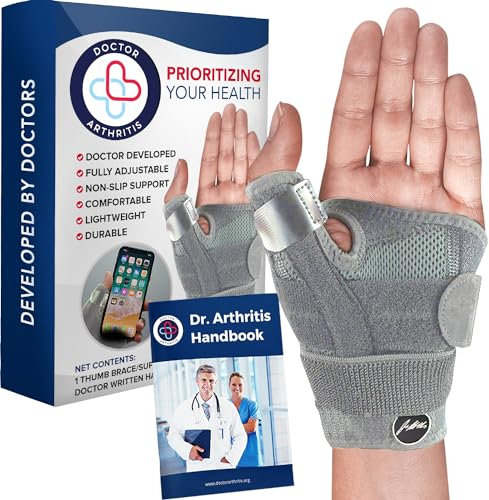 Dr. Arthritis Von Ärzten Entworfen Handgelenkbandage, Daumenbandage Links/Rechts, Stabilisierende Handgelenkstütze mit Daumenschiene, Einzelpack, Grau