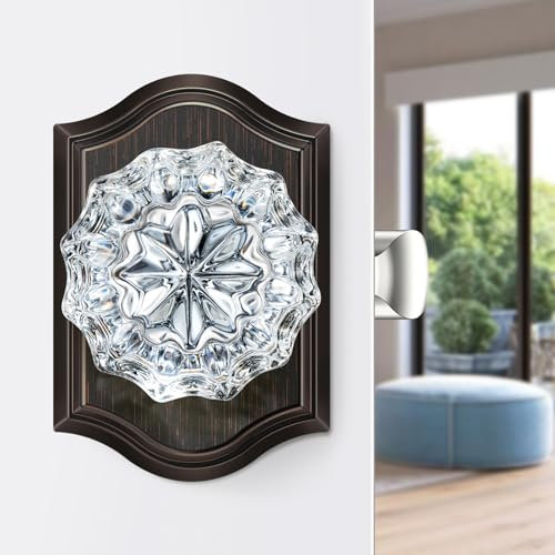 Calzibeno Türknauf für Durchgangs-Glastüren, ölgeriebener Bronze-Kristall-Türknauf, Antik-Glastürknauf, für Schrank und Flur, Vintage-Glaskristall-Türknauf