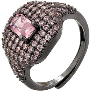 Hmsanase Ring Ringe Damen Bijouterie Herren Herzringe Für Frauen Zirkonia Oval Verstellbare Männer Ringe Bunte Paar Ringe Blackpink
