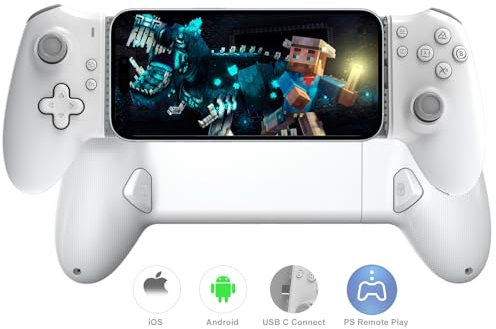 Controller di gioco mobile di tipo C per Android e iPhone serie 15 (USB-C), joystick per gamepad plug and play, streaming di giochi PS5/PC su cellulare, giochi cloud, effetto Hall Rocker e trigger,