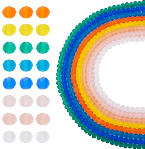 FASHEWELRY 1016 cuentas redondas de cristal facetado esmerilado de 4 mm, cuentas sueltas de cristal redondo transparente para pulseras, collares, joyas, manualidades