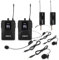 Vonyx WM552B Sistema de 2 petacas (bodypack) inalámbricas UHF, 2 micrófonos de Diadema y 2 micrófonos de Solapa, 1 Mini Receptor, Alcance de 50 m, Pantalla Digital, Ideal para pequeñas actuaciones