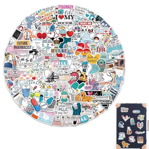 Nurse Doctor Aufkleber, Skateboard-Aufkleber, wasserdicht, Apotheken-Thema, Skateboard-Aufkleber für Wasserflasche, Laptop, 150 Stück