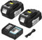 2 x Akku 18V 5Ah/5000mAh Verbesserte Ersatzakku & Ladegerät für Makita Akku 18V, Kompatibler BL1860 BL1860B BL1850 BL1850B BL1840 BL1840B BL1830 BL1830B BL1815-1845, 2 Akkuhalter
