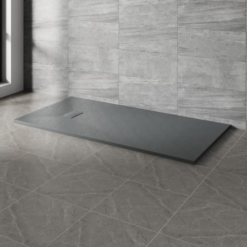 NRG 1800x900mm SMC Rectangle Shower Tray Anthracite Slip-Resistance Bathroom Shower Base Easy to Clean