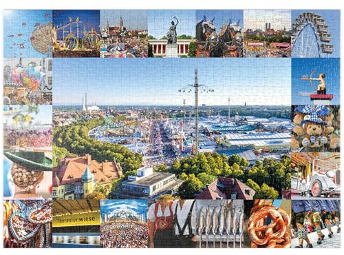MyPuzzle Wiesgaudi No.2 - Bunte Collage vom Oktoberfest in München, Theresienwiese, Bayern, Deutschland - Premium 1000 Teile Puzzle - MyPuzzle Sonderkollektion von Starnberger Spiele