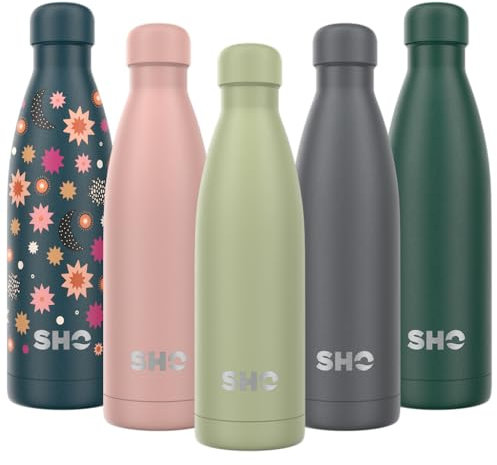 SHO Stainless Steel Water Bottle - Leak Proof, BPA Free, No Sweat, Vacuum Insulated Double Walled Metal Flask - Original 2.0-12 Hours Hot 24 Hours Cold (500ml, Sage)