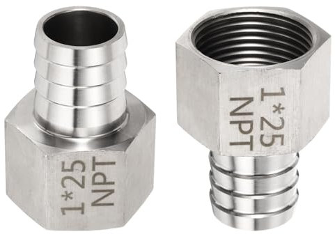 sourcing map Raccordo spinato in acciaio inossidabile da 1 pollice NPT femmina a 1 pollice ID tubo per raccordi per tubi di birra domestica Connettore filettato diretto Costruzione durevole