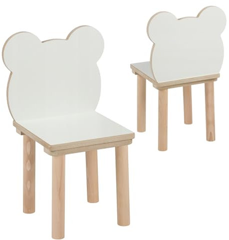 PlayPals Furniture Kinderstuhl Bär 52 x 32 x 32 cm, Sitzhöhe 27 cm unlackiert Holz, Kinderzimmermöbel, Holzstuhl für Kinder