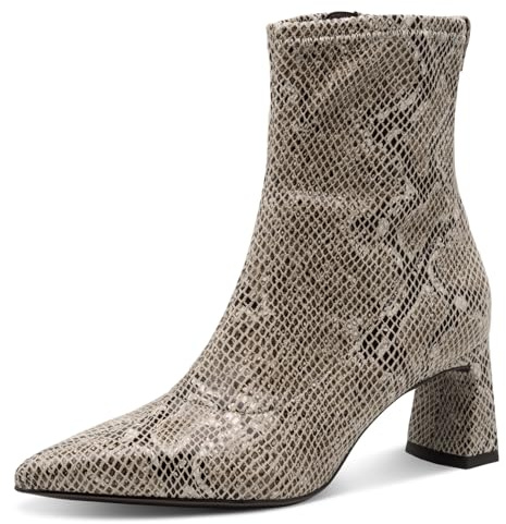 Tamaris Damen Boot Heel 1-25315-45, Stivaletto Donna, Beige Snake, 39 EU