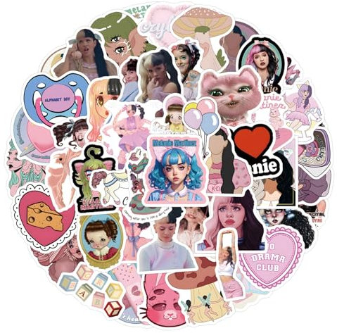 50Pcs Melanie Martinez Stickers for Teen, Cool Music Singer Stickers for Teen Girl Adult Water Bottle, Skateboard, Phone, Laptop, Bicycle, Travel Case, Notebook, Scrapbook