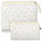Lot de 2 trousses de toilette pour femme - Trousse de toilette à fleurs - Trousse de maquillage - Grande et petite - Pour femme et fille - Cadeau quotidien - Voyage, Blanc., Motif floral et design