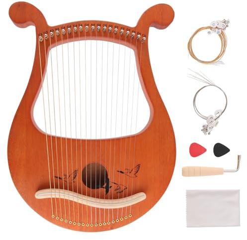 Okeeyseda Harfe, 19 Saiten Griechische Violine, 19 Saiten Einzigartige Muster Geschnitzte Phonetische Symbole, für Musik Liebhaber AnfäNger, Usw