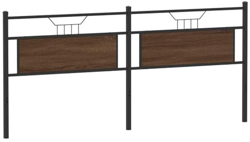 vidaXL Tête de lit chêne Marron 193 cm Bois d'ingénierie et Acier, Panneau de tête, tête de lit pour lit Double, tête de lit Double