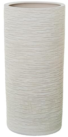 DRW Portaombrelli Rotondo in Ceramica Bianco Opaco, Medidas: 24x24x48 cm