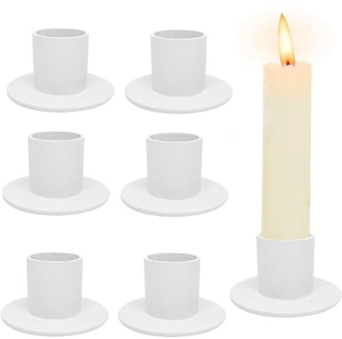 6 Stück Weiß Kerzenständer,Retro Candlelight Dinner Kerzenhalter, für Wohn,Esszimmer und Schlafzimmerdekoration Kamindekoration