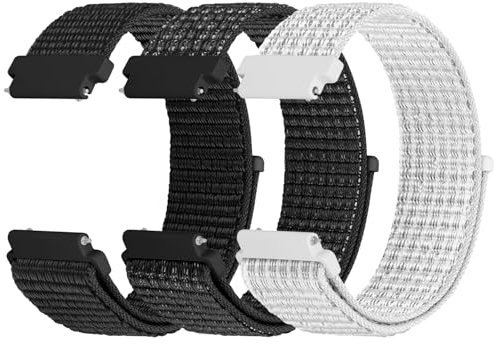 WNIPH 3 Piezas Correas de Nylon para Reloj Compatible con 18mm 19mm 20mm 22mm 24mm, Transpirables, Suaves y cómodas para Hombres y Mujeres