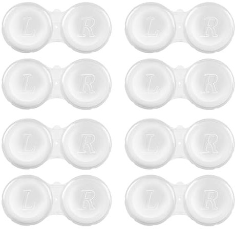 DOMTLTY 8-Piece Contact Lens Containers, Protective Cover for Contact Lenses, Leak-Proof Travel Contact Lens Container Set for Home and Travel (White)