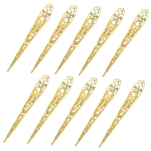 BESTYASH 10 Stück Krallennägel aus Eisen in Gold mit Einzigartigem Filigranem Design Atmungsaktiv und Einfach Anzubringen Cosplay Zubehör für Partys und Bühnenauftritte