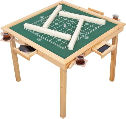 Foldable Game Table for Mahjong, Poker, Domino & More, with Hidden Drawers & 4 Player Capacity