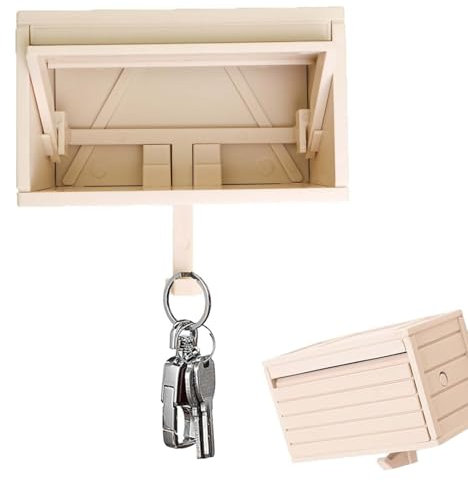 FORMVERSITY Porte Clef Mural Porte-Clés de Garage pour Voiture, Porte Clé Mural Wall Key Holder, Porte-Clés de Garage de Voiture Avec Porte Qui s'Ouvres Cream Color, Boîte à Clés de Porte de Garage