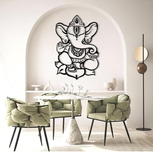 Wanddekoration aus Metall – Ganesha-Kunst, Ganapati-Elefant, Herr, Hindu, Indisch, Wandbehänge für Wohnzimmer, Schlafzimmer