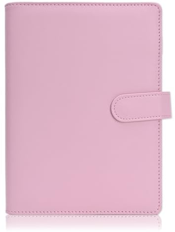 CRHOEIQ Ringbuch A5 Nachfüllbar, 6 Loch A5 Binder Notizbuch (Innenpapier Nicht Enthalten), Budget Binder Organizer Für Büro Schule und Reisearbeit(Rosa)
