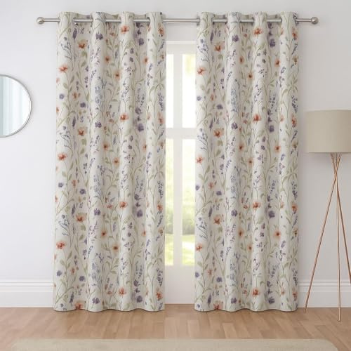 Sundour Hampshire Fully Lined Floral Eyelet Curtains Multi 90x54