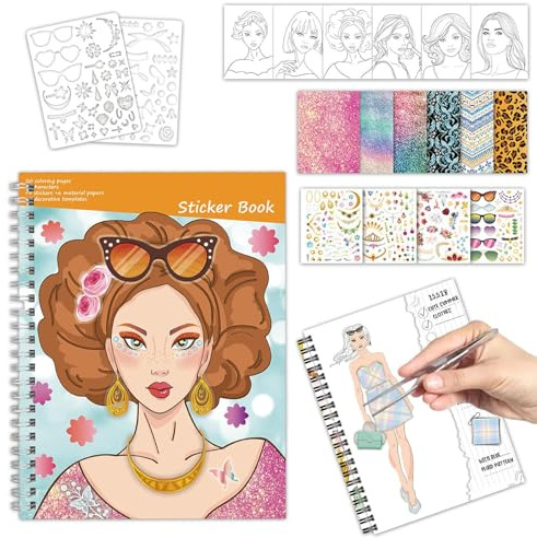 Demsyeq Sticker Dress Up, wiederverwendbares Verkleiden, Kreativitäts-Stickerbuch, Leaning-Spiele, interaktiv für Spielzeit, Vorschule, Familie, Mädchen, Teenager, Reisen, Geburtstag, Zuhause