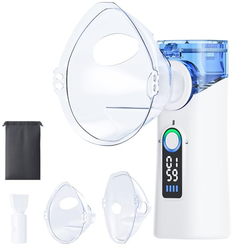 Nébuliseur portable pour adultes, enfants et bébés – Nébuliseur silencieux avec brume ultra fine, modes réglables, rechargeable par USB-C, idéal pour voyage et usage quotidien (blanc)