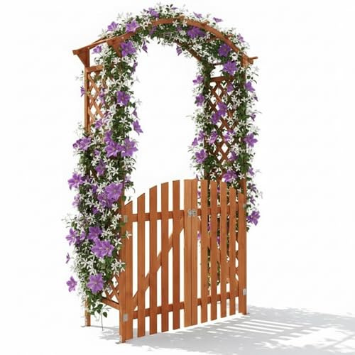 Mucola Rosenbogen Gartenbogen mit Türen 120x60x206 cm Holz Rankhilfe | Durchgangsbreite ca. 100 cm, für Clematis, Efeu, Kletterpflanzen, als Spalier oder Laubengang, Outdoor, inkl. Montagematerial