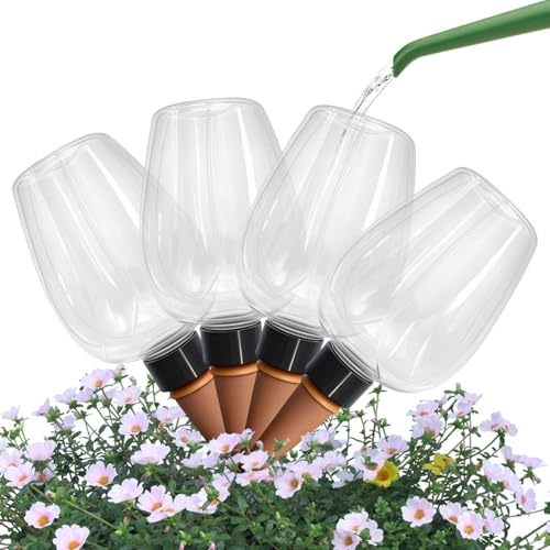 4 Piezas Bolas de Riego Autorriego Bolas Cabezal Cerámica Botella Plástico | Riego Automatico Macetas Vacacional para Autoriego Macetas Interior y Exterior Plantas y Flores de Jardín Planta 350 ml
