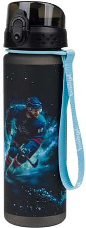 Baagl Kinder Trinkflasche Wasserflasche 500ml Schule Sport - Eishockey | Auslaufsichere Tritan Getränkeflasche und Schultrinkflasche für Jungen macht den Transport im Rucksack und Freizeit ideal.