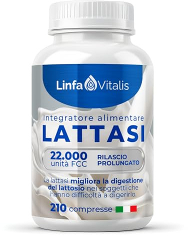 Lattasi 22.000 FCC Depot 210 Compresse - Tecnologia Sepismart® a Rilascio Graduale - Enzima Lattasi per Migliorare la Digestione del Lattosio