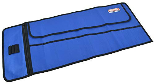 Faithfull FAITR15 15 Pocket Tool Roll Includes Zip Up Compartment, Blue