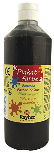 RAYHER 38566576, Plakatfarbe, Flasche 500 ml, schwarz