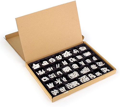 Displays2go White Letter Kit for Grooved Sign Boards, 1.5 Characters, Helvetica (LS15)