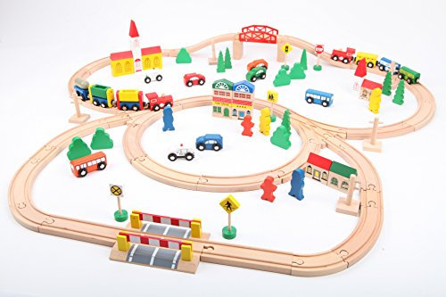 point-kids Eisenbahn-Set aus Holz - 100 Teile